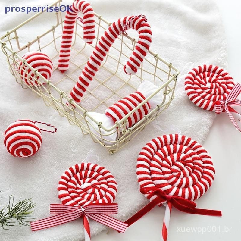 [newpros] Enfeites De Natal Para Doces , Pingentes Em Bastão De Vermelho E Branco , Pendurados Pirulito Decoração De Fes