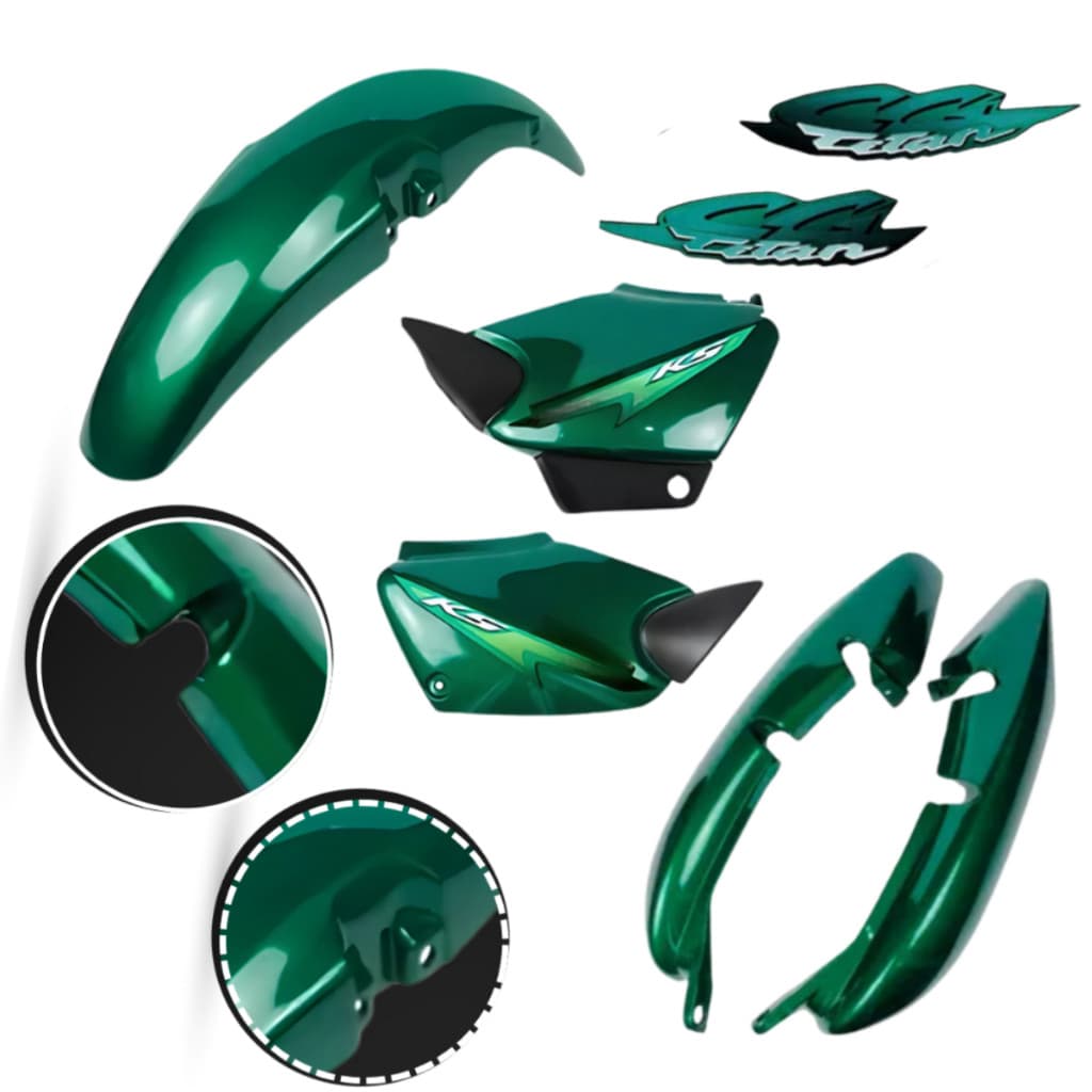 Kit Carenagem Completo Titan 125 Verde (2000 até 2004) + Adesivos + Paralama Dianteiro + Rabeta + Tampas Loja3847