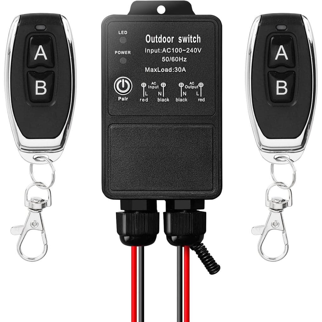 Interruptor de Controle Remoto à Prova d'Água 110V/120V, Kit de Interruptor Remoto Sem Fio com Relé AC 100-240V 30A para