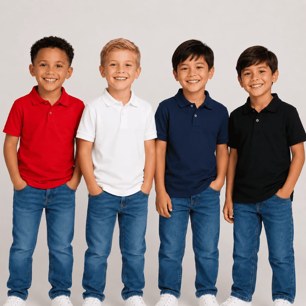 Kit Camisas Polo Infantil Lisa Piquet Confortável Tamanho 8 ao 16