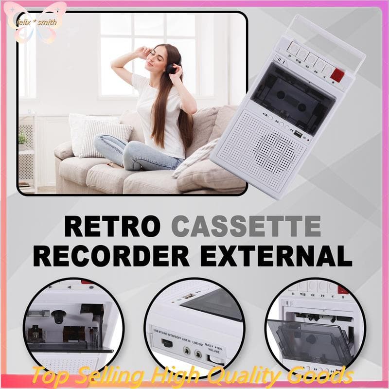 Gravador E Reprodutor De Cassetes Retrô Suporta Gravação Interna Externa Transcrição USB