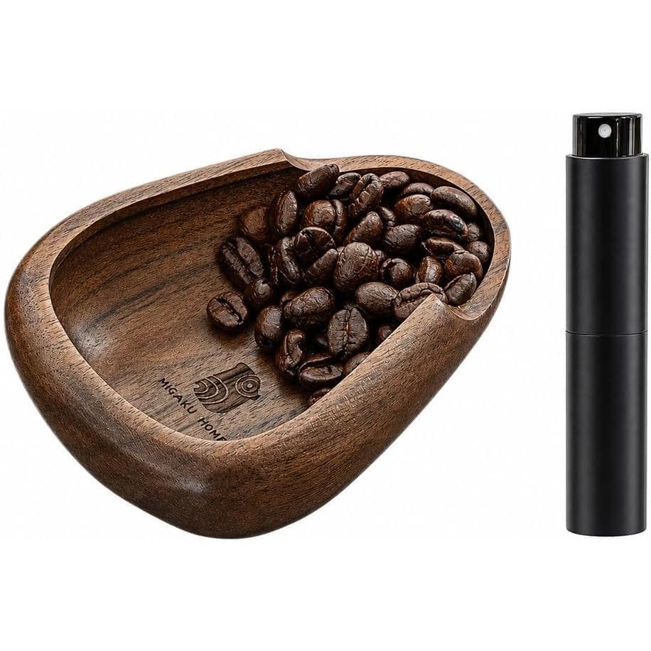 Conjunto de Copo Dosador de Grãos de Café e Frasco Pulverizador RDT - Kit de Acessórios para Espresso em Madeira de Nogu