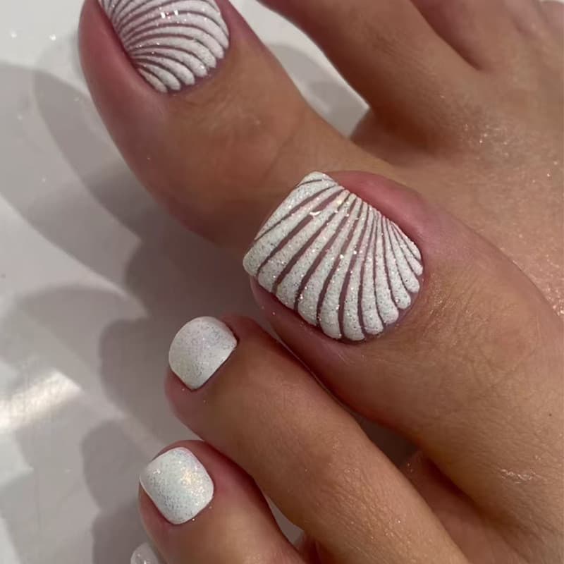 Padrão de concha de manicure piscante fino usando unhas finas piscando destacável remendo de unha remendo de manicure
