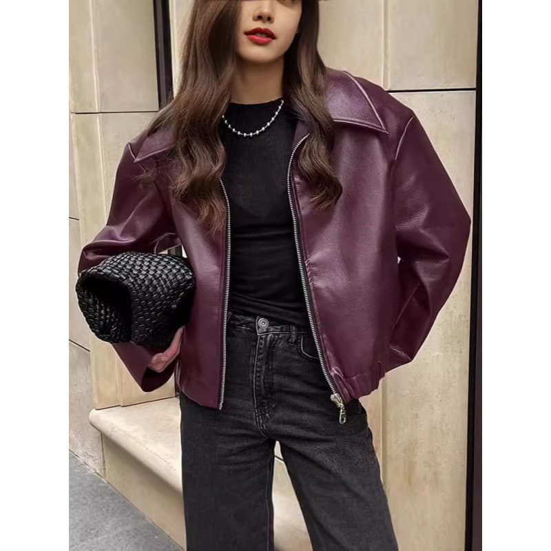 Jaqueta de couro outono inverno novo estilo jaqueta solta moda Cross-Border jaqueta de couro roupas femininas
