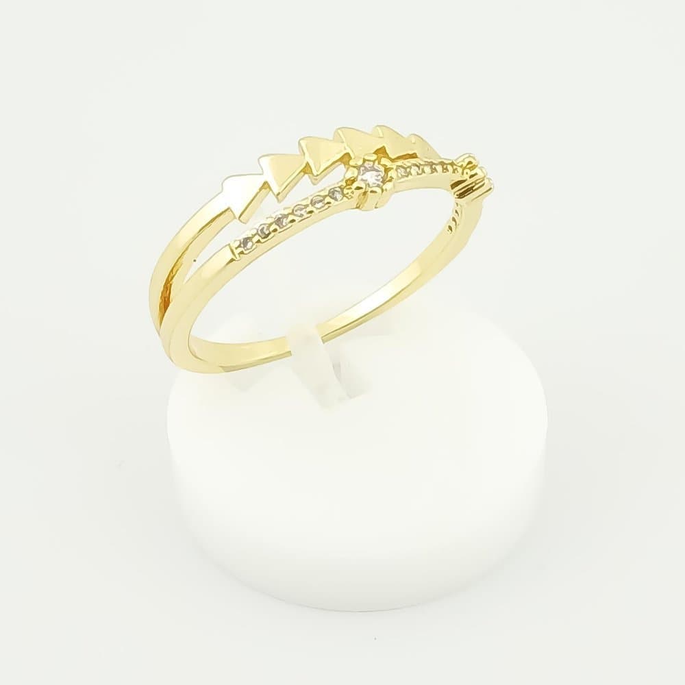 Anel Flechas e Pedras Cravejadas Banhado a Ouro 18k 16