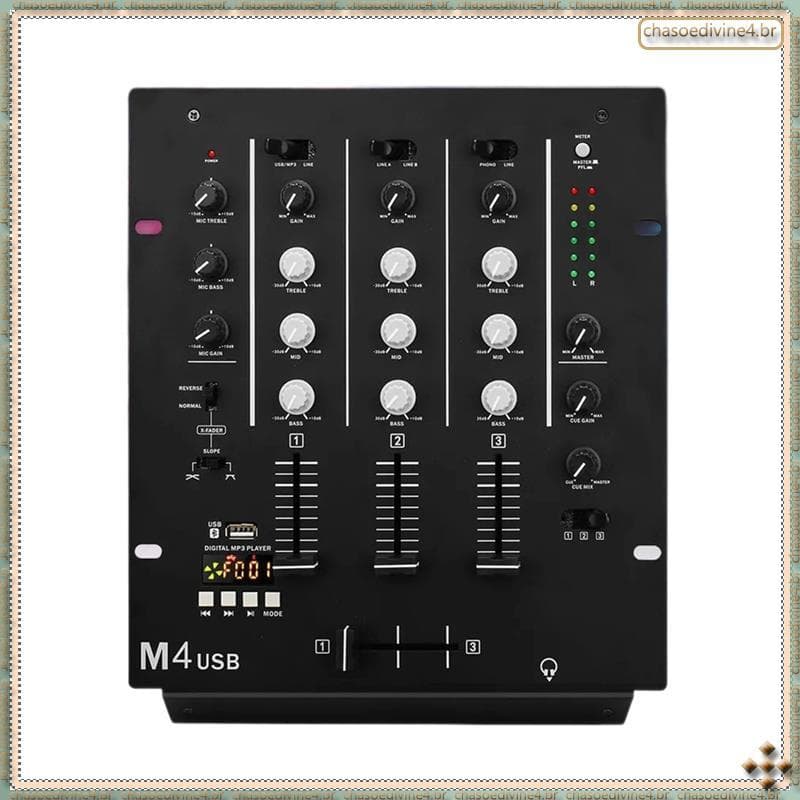 [Ykr] DJ Mixer De 3 Canais Com Interface De Áudio Integrada Bandas Para Barra De Palco KTV Console De Mixagem De Disco D
