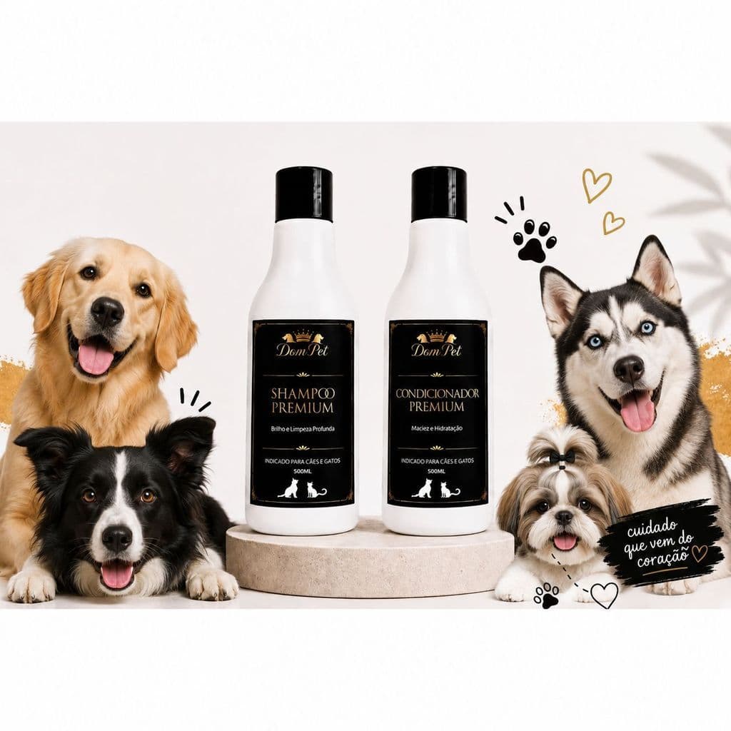 Kit Higiene Pet Dom Pet 500ml Perfume Duradouro Para Cães e Gatos