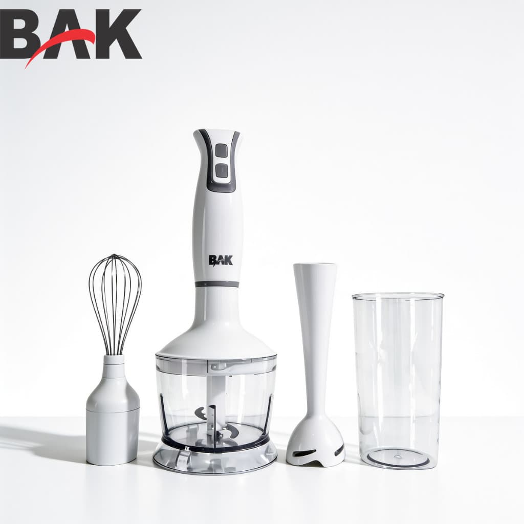 Mixer Processador 3 em 1 Bak Branco 250W 127v 220v Blender Triturador Batedeira Portátil Turbo