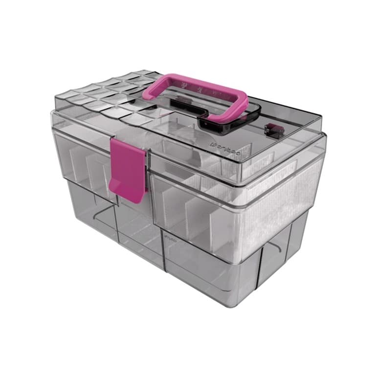 Maleta Organizadora Fumê/rosa Muitas Divisórias CRIPPA 1531 resistente e prática