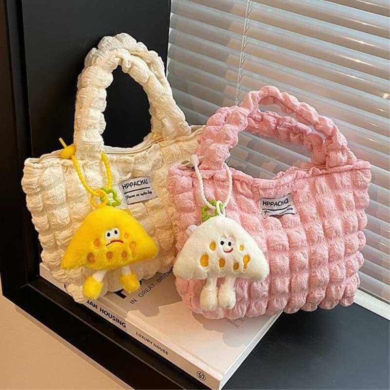Coreia coreia ins plissado menina coração bolha bolsa de ombro pequeno saco fresco feminino portátil saco cosmético saco