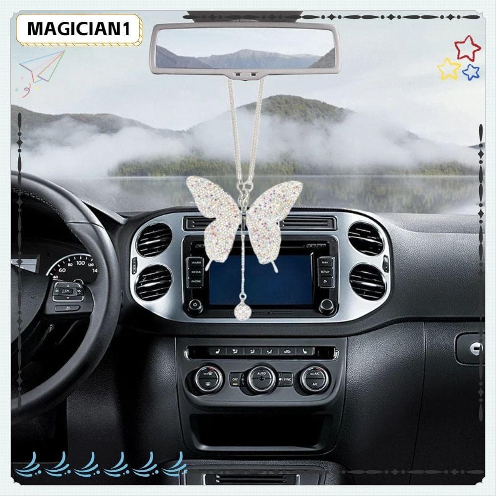 Pingente De Borboleta MAGICIAN , Carro Com Diamante Rosa Brilhante Bolsa De Decoração De Interiores Automotivos