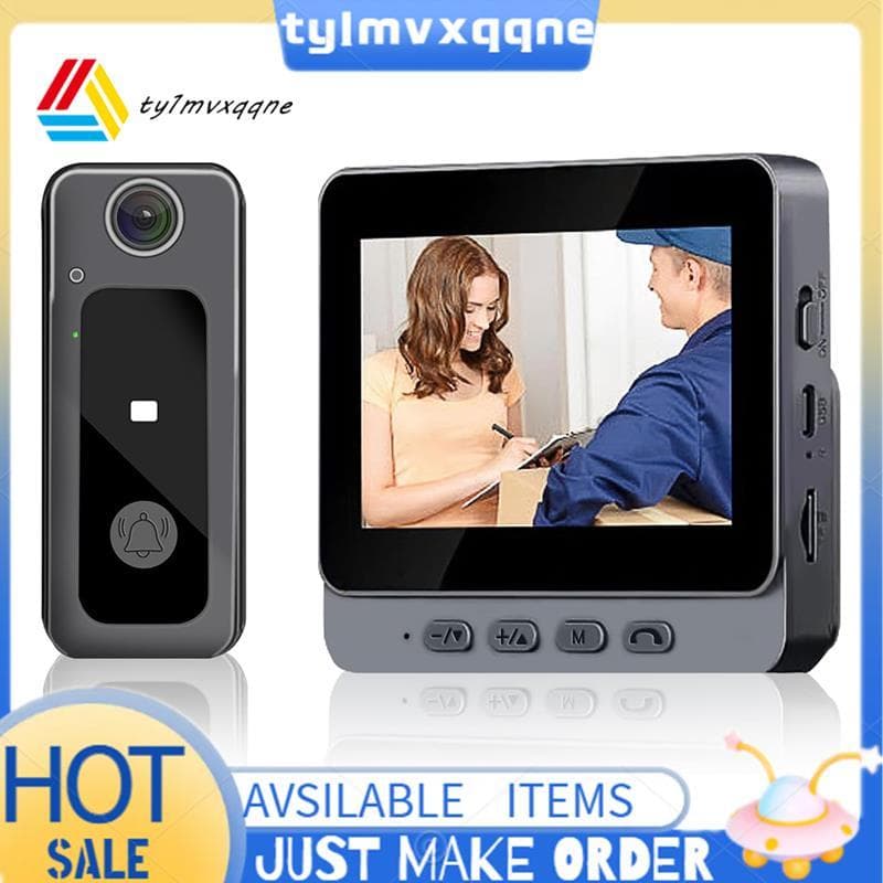 Campainha Sem Fio Com Câmera De Vídeo Tela De 4.3 Polegadas Equipada 170 ° Lente Grande Angular