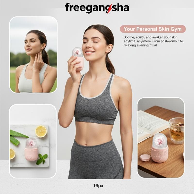 [FRE] Molde De Rolo De Gelo Facial De Silicone Com 6 Slots Massageador De Beleza Para Resfriamento , Aperto , Redução De