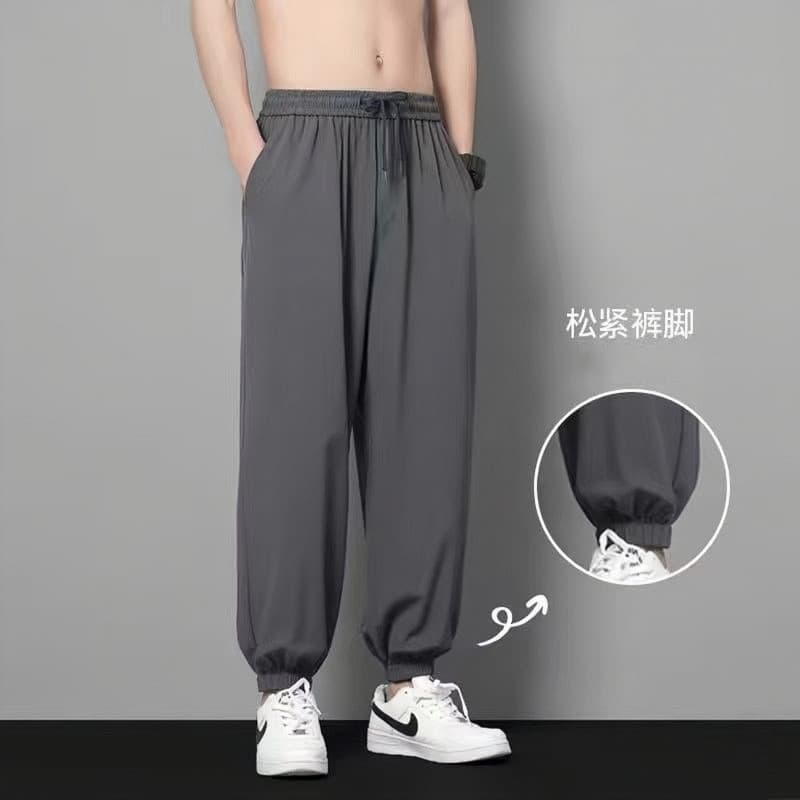 Calças de seda gelo de verão masculinas estilo fino calças casuais soltas calças compridas calças masculinas retas leves