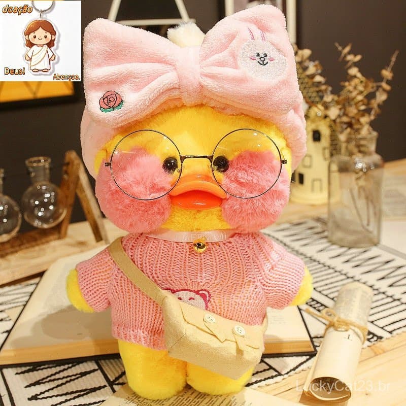 (DIY) Larafan pato de pelúcia Brinquedo Dos Desenhos Animados，pato lalafanfan，paper duck de pelúcia，Brinquedos de menina