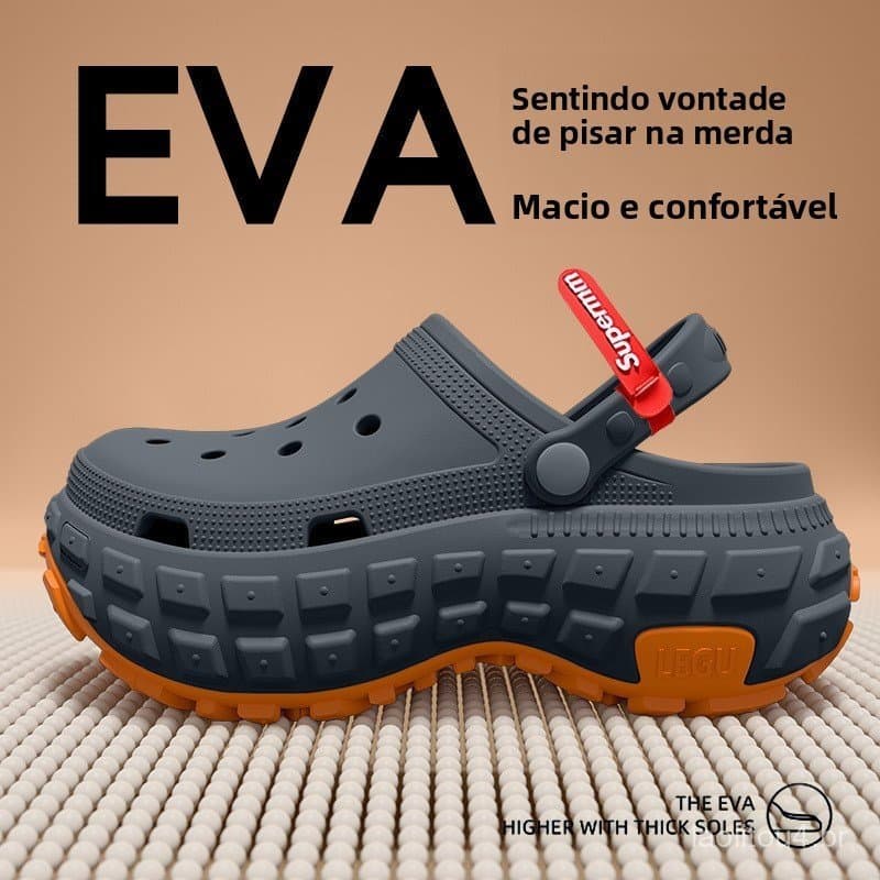 Sapatos masculinos antiderrapantes com buracos, roupa externa de verão com sola grossa e desodorante antiderrapante