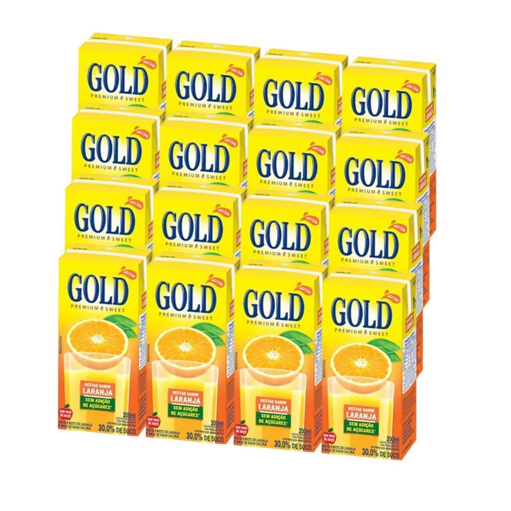 Kit Suco Néctar De Laranja Zero Açúcar - Gold 12 Unidades 200ml