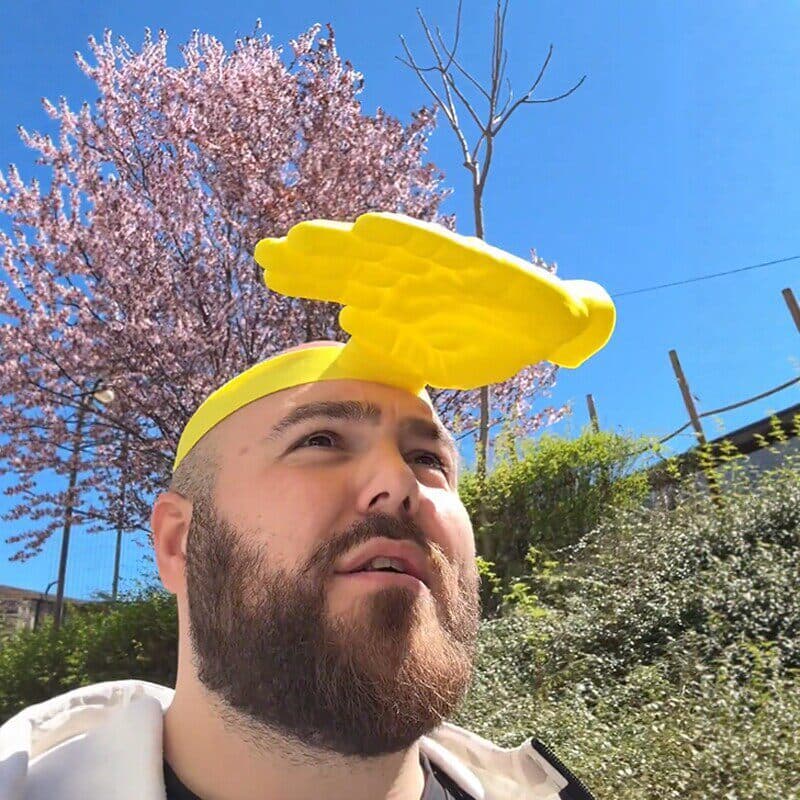 Palma palma chapéu de sol pequeno sapo chapéu de sol amarelo cabeça-desgaste engraçado ao ar livre Anti-ultravioleta fot