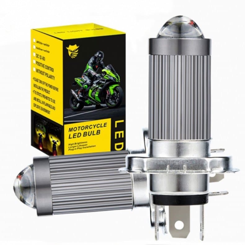 Novos Faróis de Motocicleta 2023 H4 Três Garras H6/BA20D Luzes Brancas e Amarelas para Carro, Faróis de Longo e Curto Al