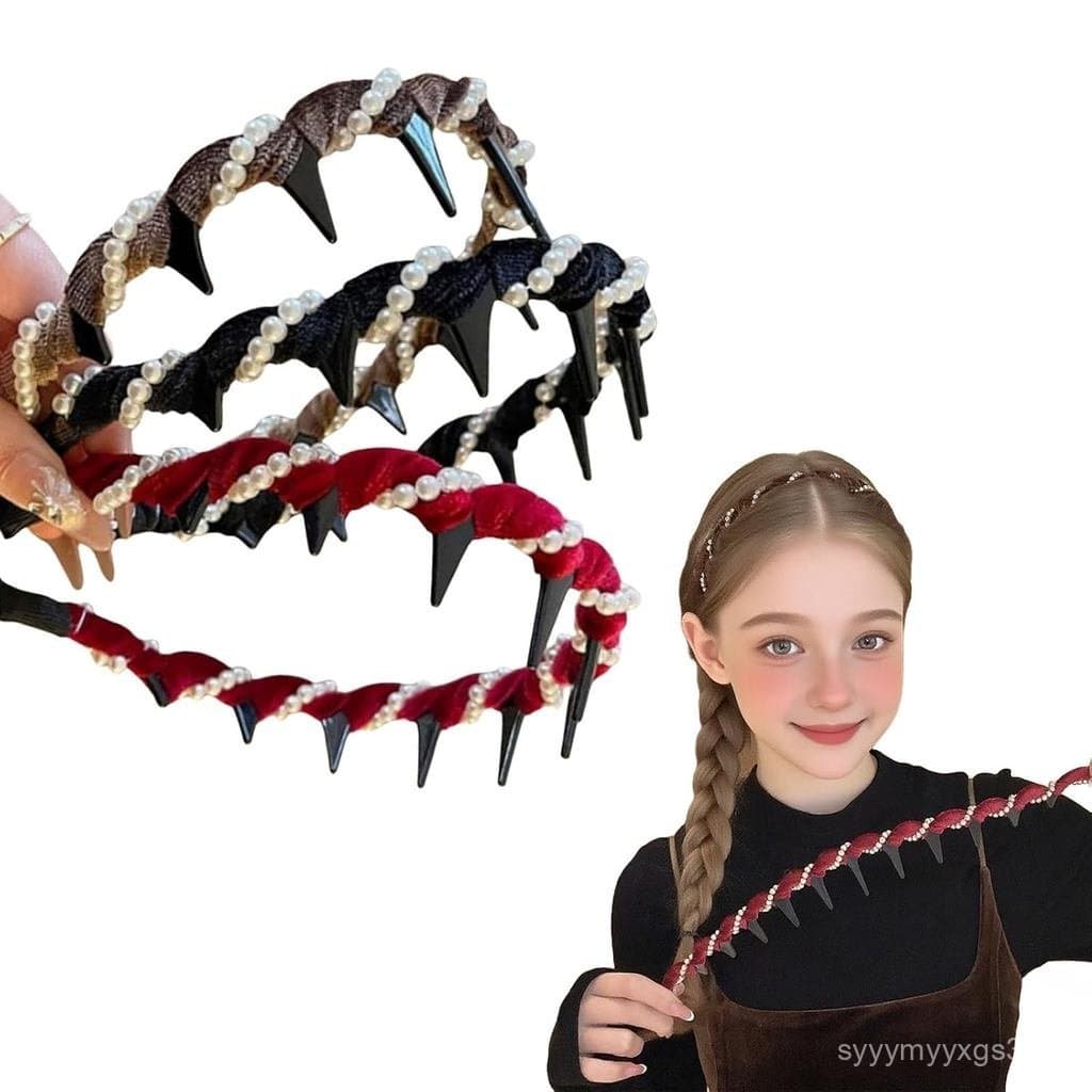 Tiara Vintage de Pérolas Artificiais com Dentes, Tiara Elegante com Contas, Versão Atualizada 2025 para Mulheres e Menin