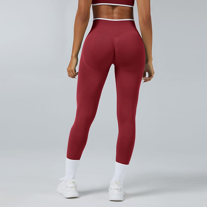 Novo estilo Hip-Lifting calças de Yoga mulheres cintura alta pêssego ao ar livre correndo calças de Fitness cor sólida c