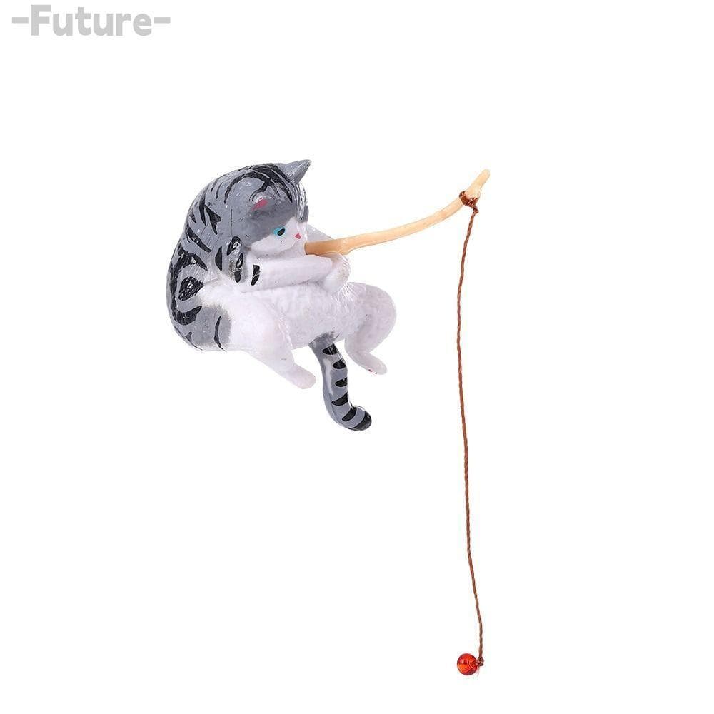 Ornamento De Tanque De Peixes Futuro , Gato De Pesca Estilo Desenho Animado , Decoração De Paisagem Com Design Suspenso