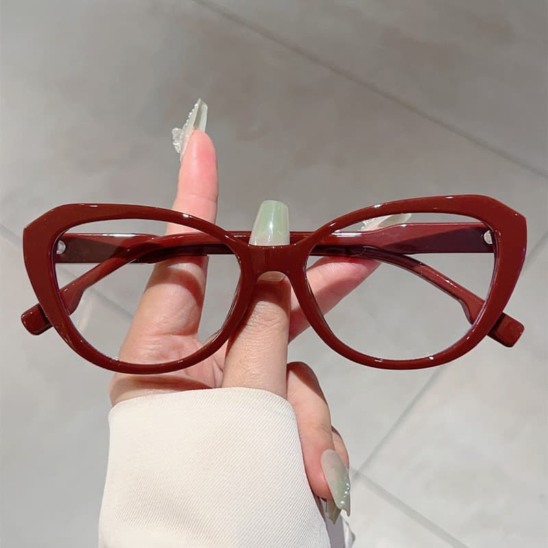 Óculos De Olho De Gato Vintage Moda Feminina Retro Gradiente Doce Cor Aro Completo Armações Ópticas Bloqueio De Luz Azul