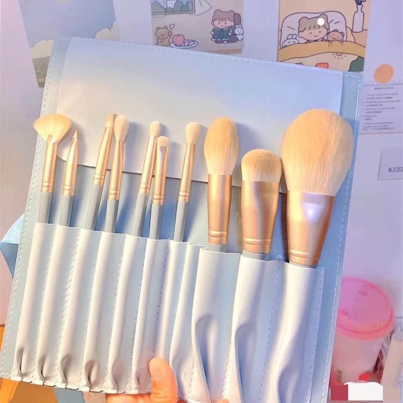 Conjunto de Pincéis de Maquiagem Lanjo, Ferramentas de Beleza Portáteis para Iniciantes, Pincéis para Sombra, Contorno e