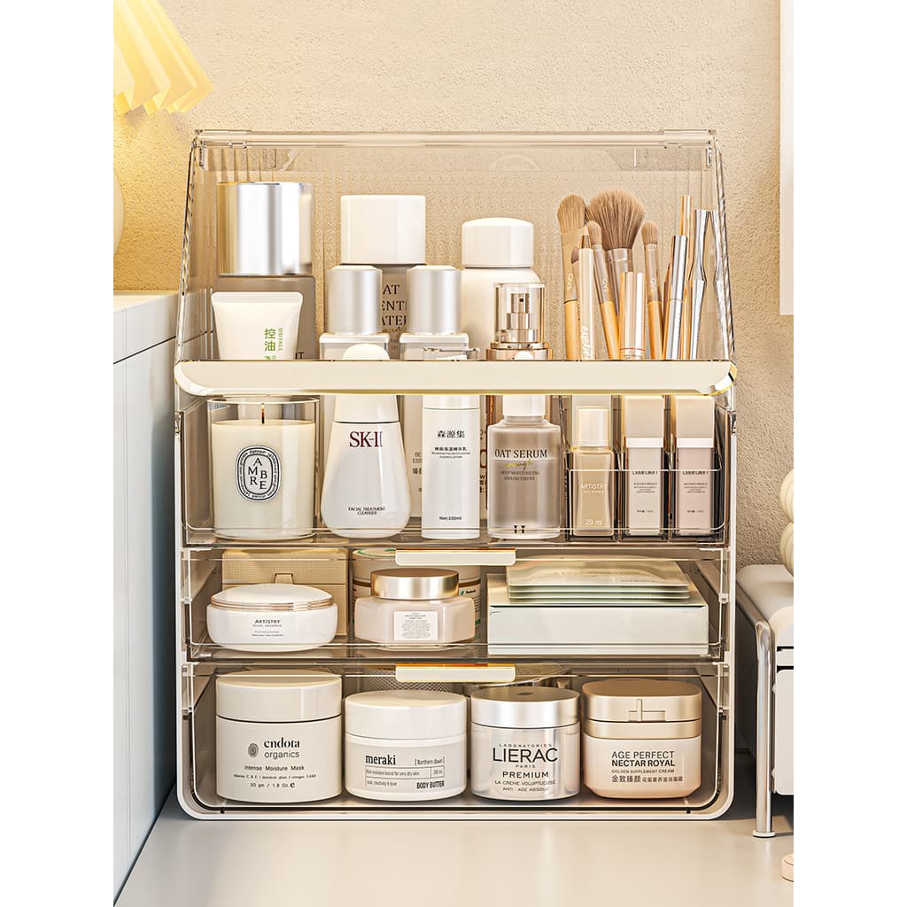 Estilo Medieval caixa de armazenamento de cosméticos Desktop Anti-poeira Premium penteadeira Multi-camada cuidados com A