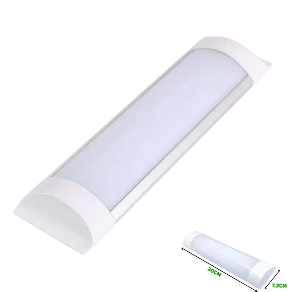 Luminária Led Linear Tubular Slim 9w Sobrepor 30cm Branco Frio 6500k Bivolt 85v-220v