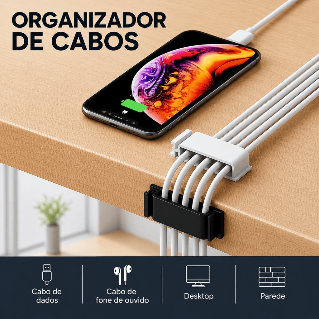 Clipe De Mesa / Organizador De Cabos Para Gerenciamento De Cabos