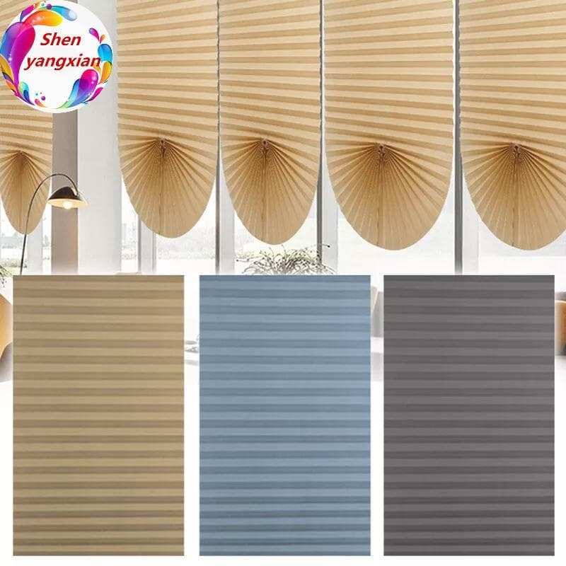 shenyangxian Tons Autoadesivos Meia Janela Não Tecido Cortina Dobrável Banheiro Varanda Sala De Estar Cortinas Plissadas