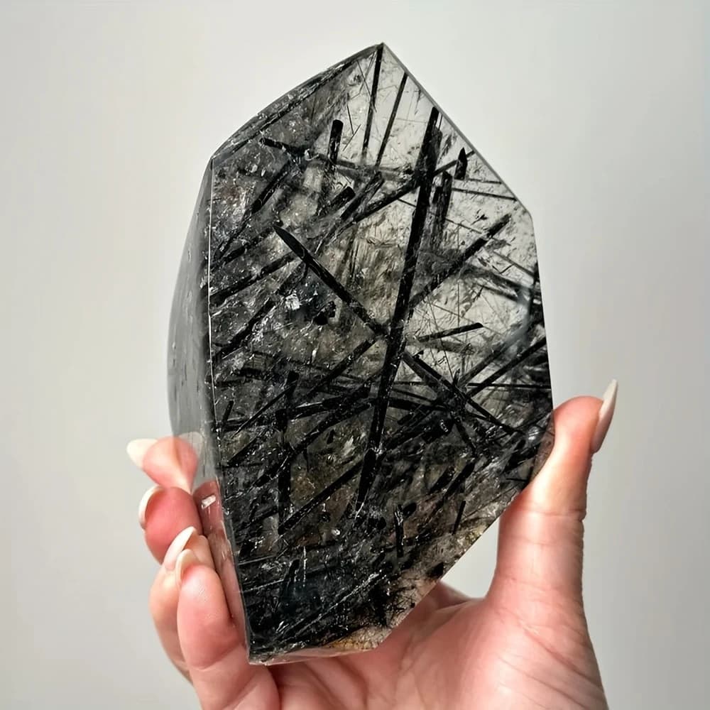 Natural natural turmalina preta com forma cabelo preto cristal pedra áspera aromaterapia difusor pedra desmagnetização p