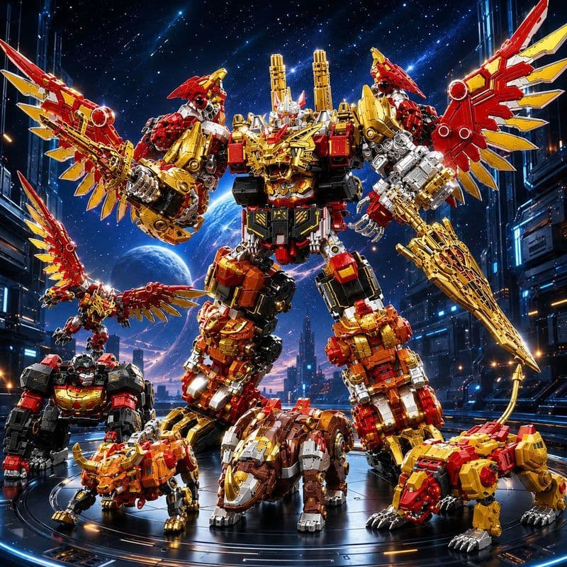 Crianças brinquedos King Kong liga Mecha modelo céu deus da guerra seis-ajuste transformando robô menino presente de ani