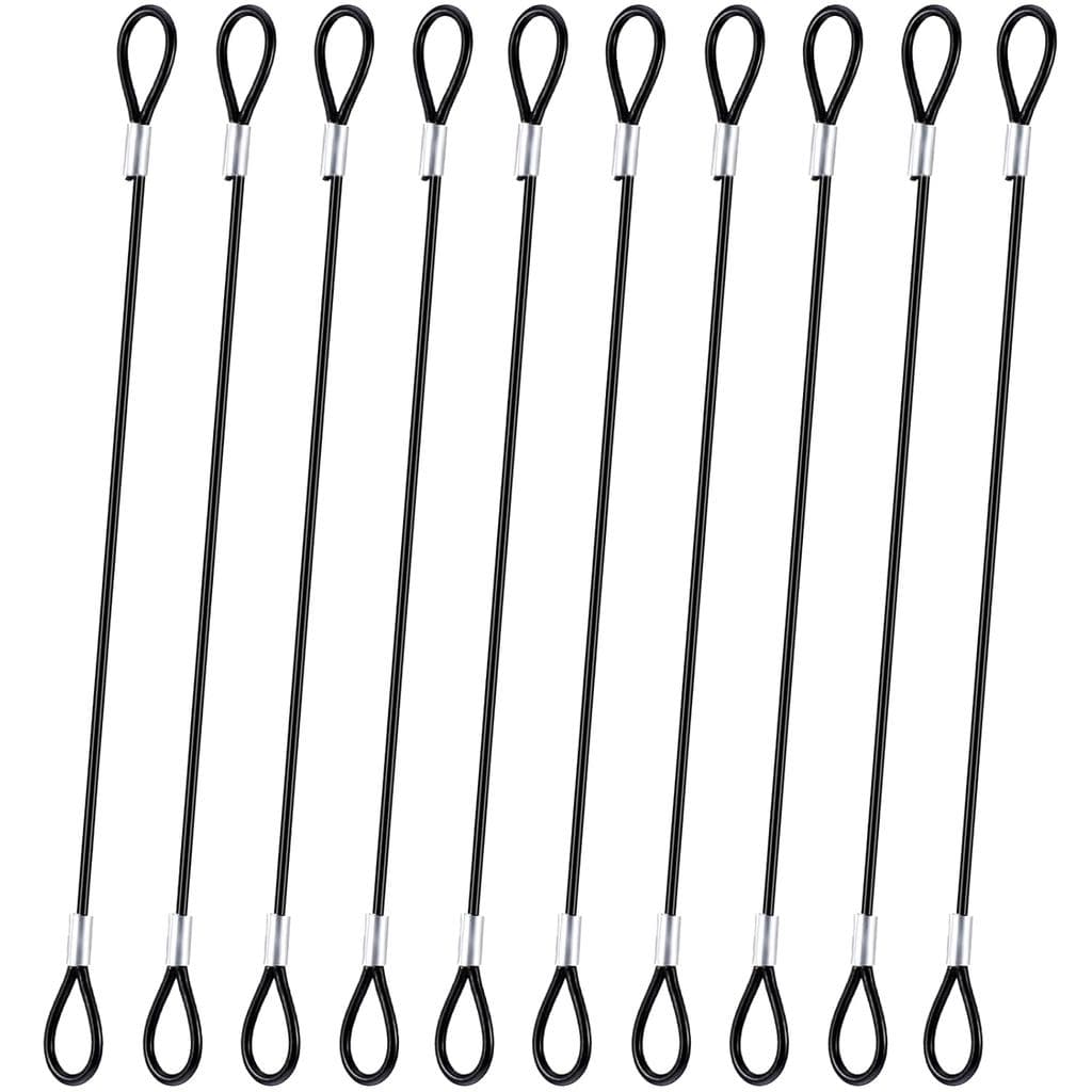 10 Peças de Cadeado de Segurança com Cabo, Cabo de Aço Inoxidável Revestido de Vinil de 2mm com Laços, Corda de Seguranç