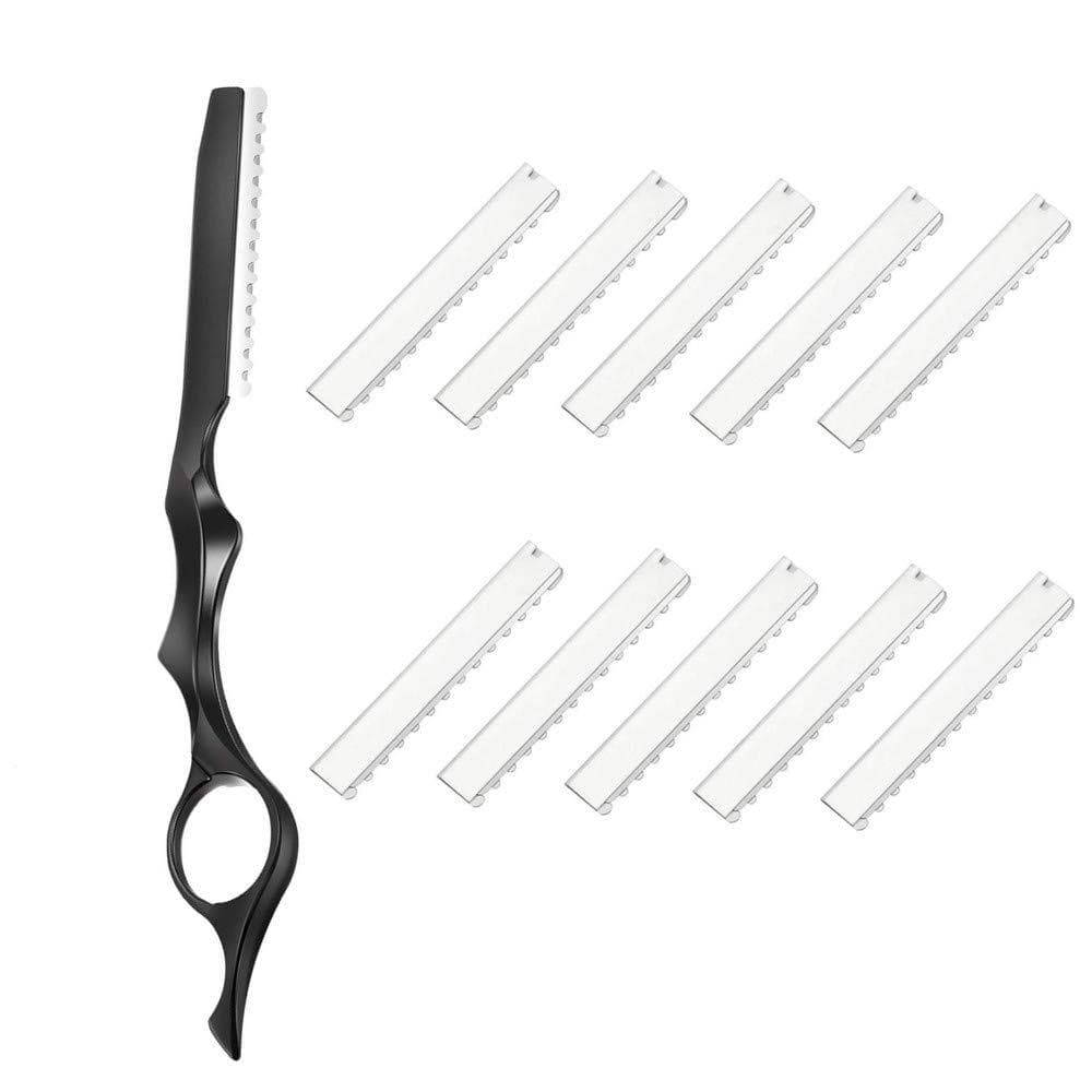 Conjunto de 11 Peças para Estilização de Cabelo - 1 Navalha, Pente para Desbaste, Navalha para Texturização e Corte e 10