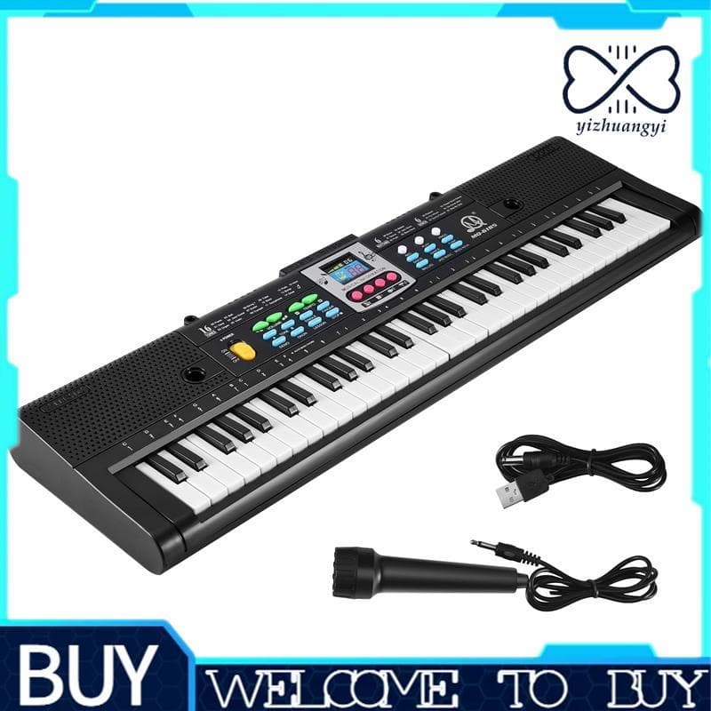 61 Teclas Piano Eletrônico Música Digital Teclado Instrumento Musical Presente Com Microfone Para Crianças Iniciantes