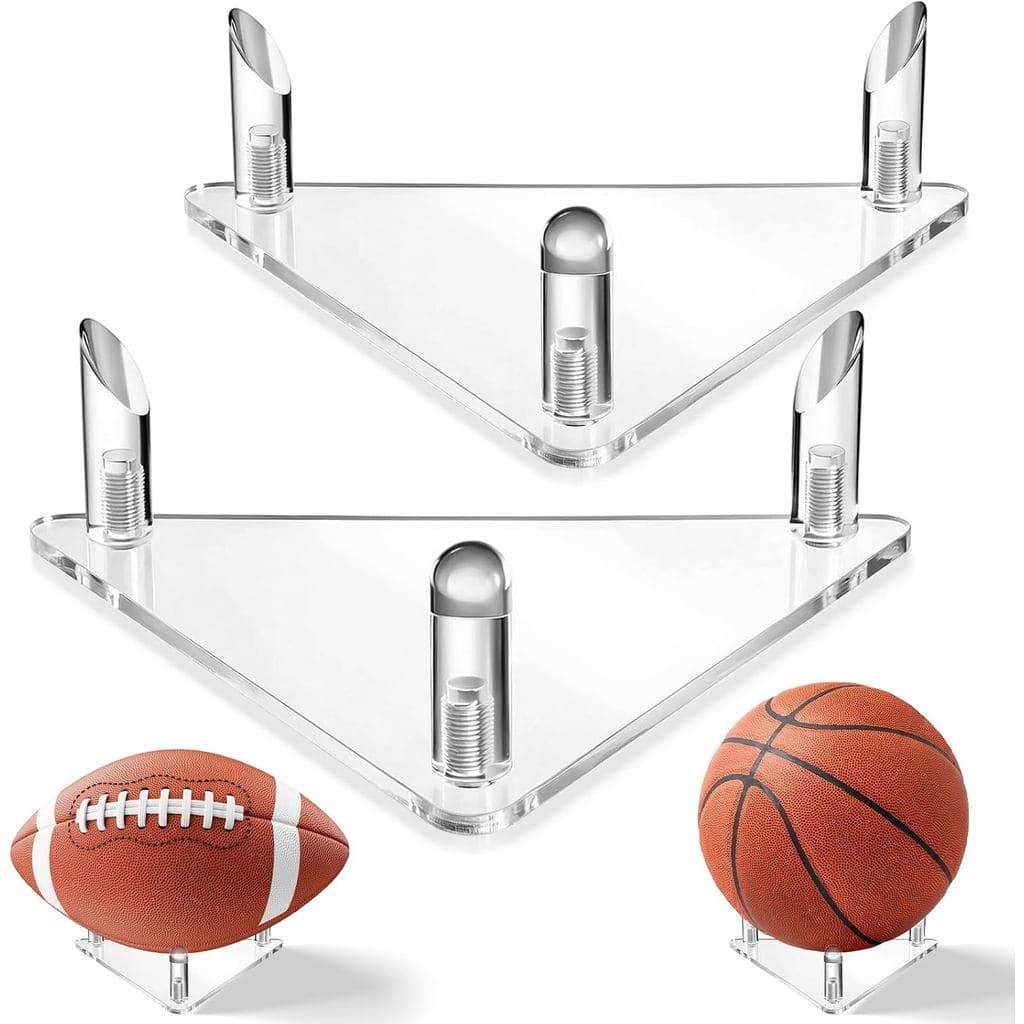 Suporte de Exibição para Bolas de Futebol e Basquete, 2 Peças de Suporte de Acrílico para Bolas de Futebol com Tapete An