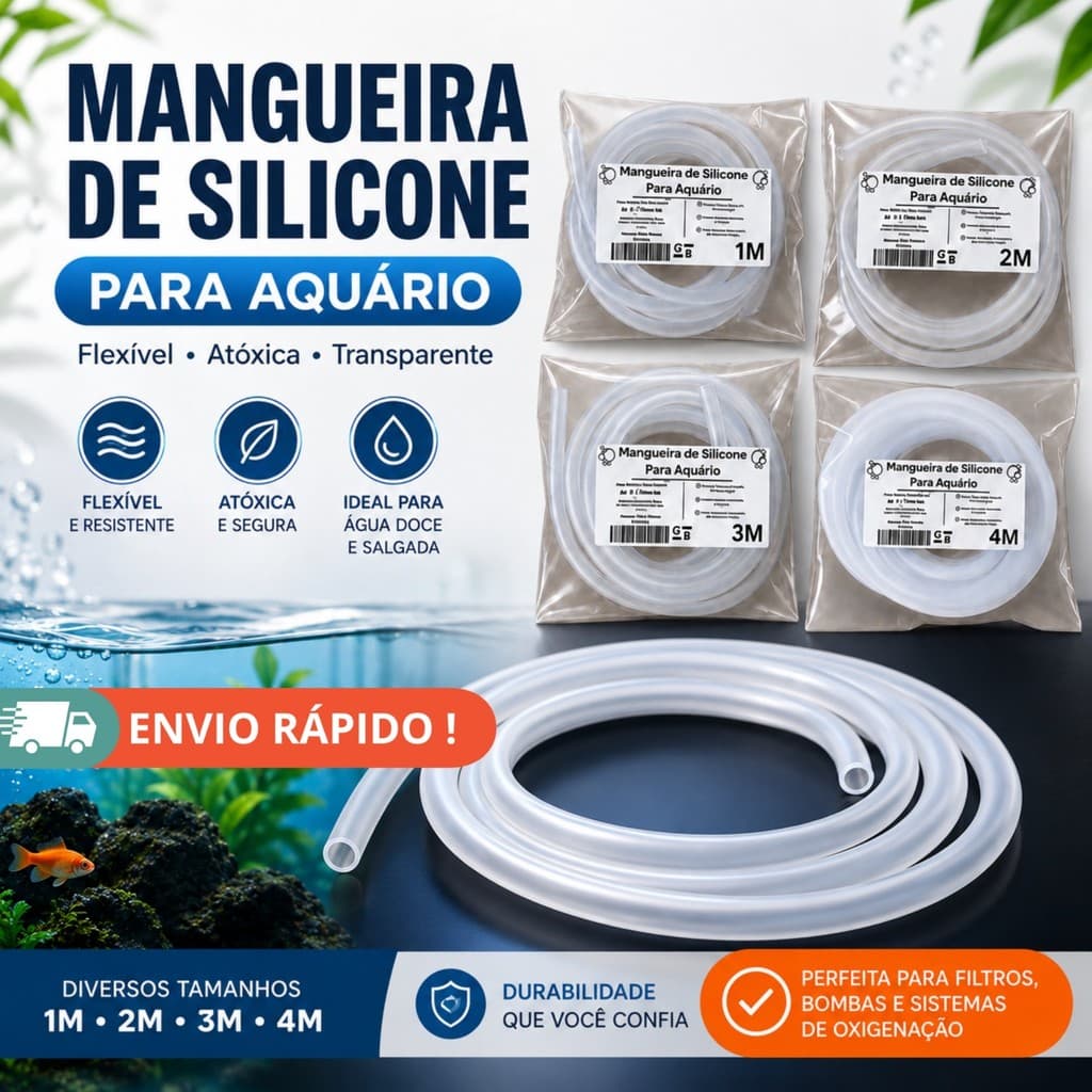 Mangueira de Silicone para Aquário 4x7mm – Atóxica, Flexível e Premium