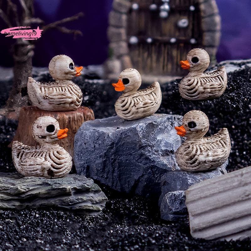 HOM 5 Pçs Mini Dus Esqueleto Decorações De Halloween Resina Assustador Du Miniaturas Casa Estatuetas Decorativas Micro P