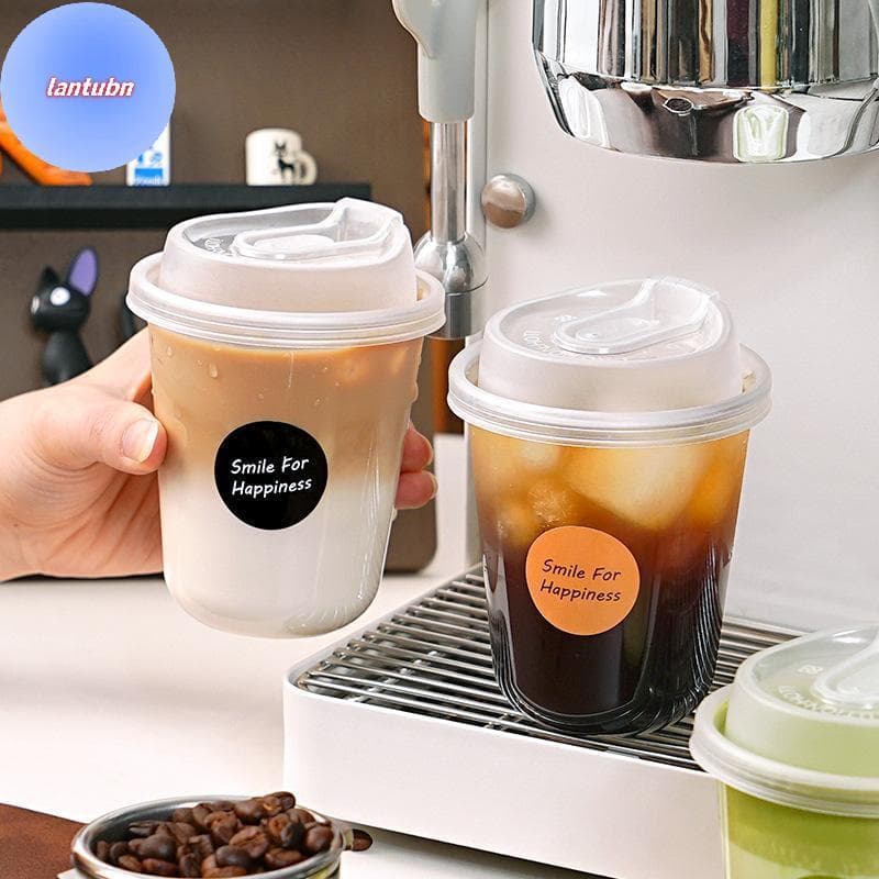 LANTUBN 10pcs Copos De Café Transparentes Com Tampas Descartáveis Em Forma De U Para Bebidas Quentes Leite Chá Viagem BR