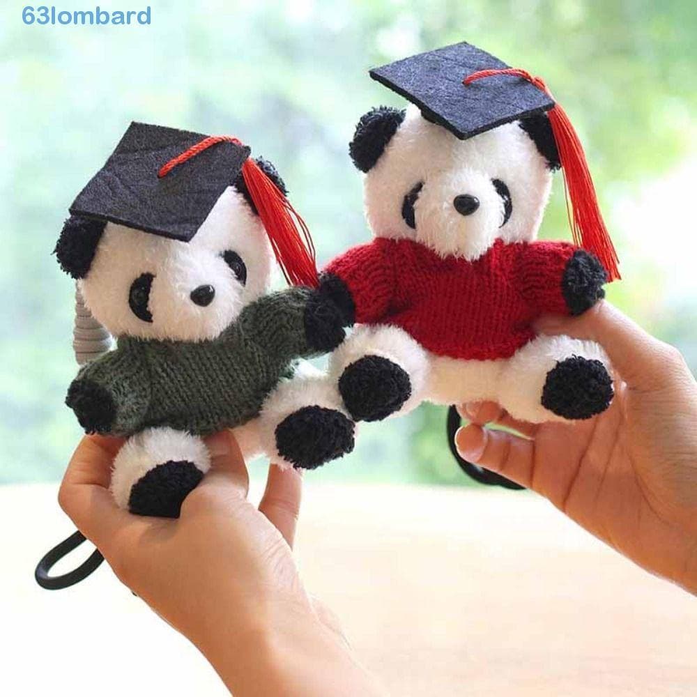Brinquedo De Pelúcia De Panda De Formatura LOMBARD , Pingente Macio Fofo , 10 Cm Com Boné De Doutorado Enfeites Desenho