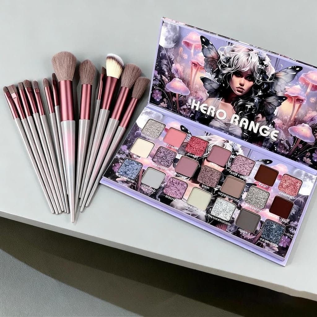 Paleta de Sombras Anime Flower Fairy, 21 Cores Brilhantes, Matte e Metálicas, Longa Duração, Sem Queda de Produto, Conju