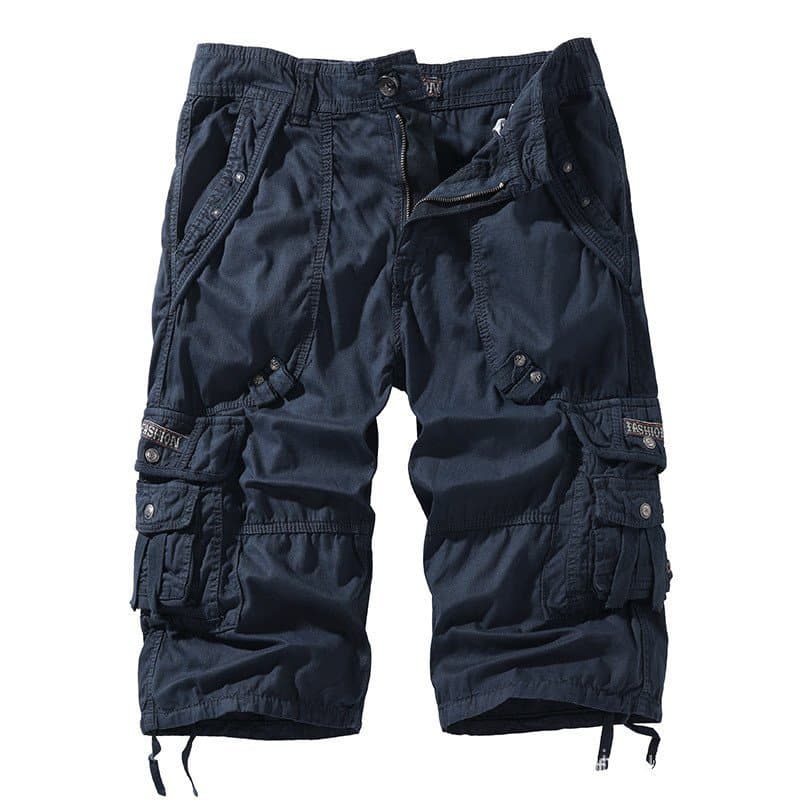 Calças Capri Cargo Masculinas de Algodão, Corte Solto, Múltiplos Bolsos, Comprimento 7/8, Vestuário de Trabalho ADGP