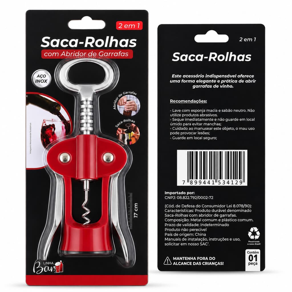 Abridor de Garrafas e Saca-Rolhas Borboleta  2 em 1 em Aço para Vinho Cerveja Tampinhas Resistente