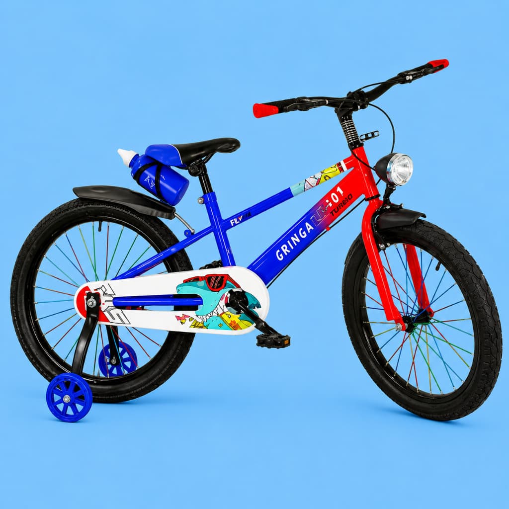 Bicicleta Infantil Aro 20 Azul 6 a 10 Anos Estilo Shark com LED + Pneu Grosso