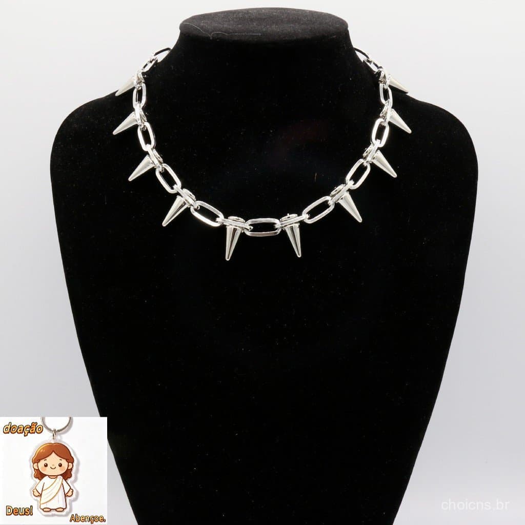 Corrente punk hip-hop com personalidade moderna, colar feminino punk com borla, corrente de rebite laranja