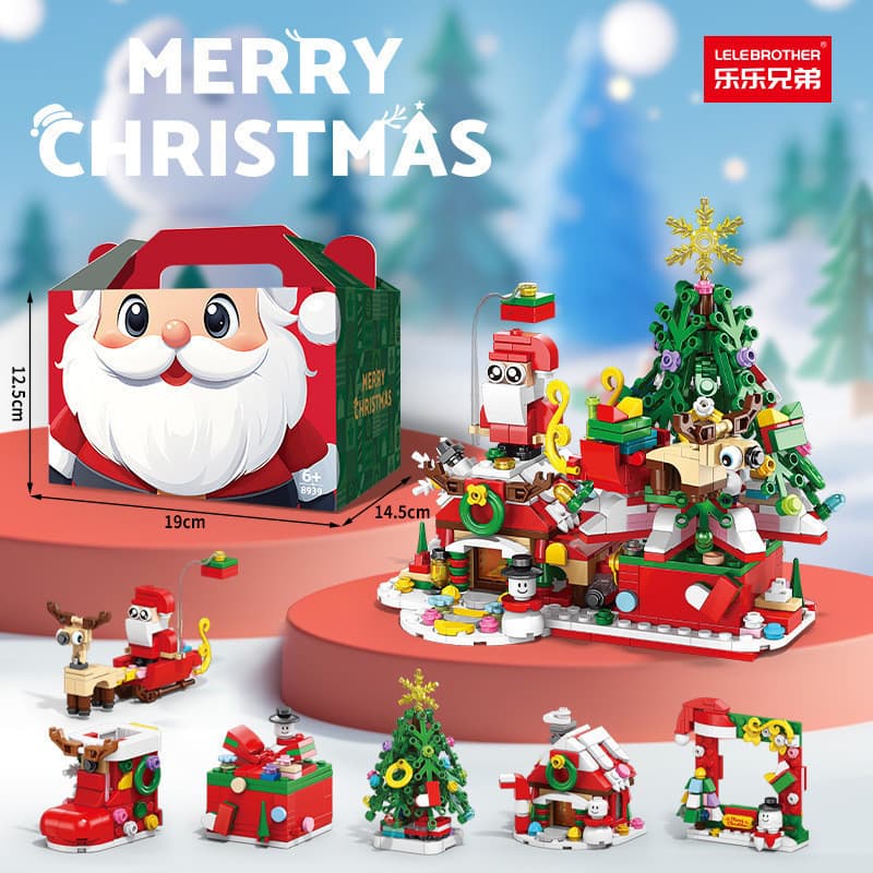 Novo produto⭐Série de natal blocos de construção papai noel árvore trem rua vista blocos de construção brinquedos educat