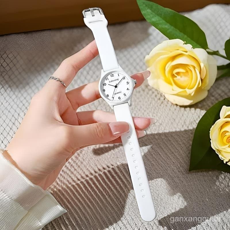 Venda quente estudante exame dedicado relógio menina mostrador branco movimento de quartzo simples moda relógio júnior e