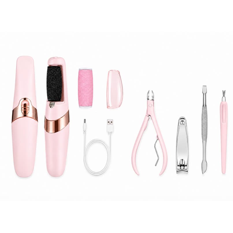 Kit Lixador Elétrico Recarregável + Kit Manicure 4 Peças - P